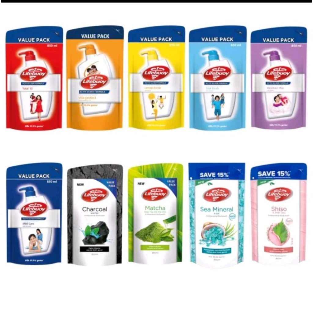 New Packaging Lifebuoy Antibacterial Bodywash Refill Pack 800 850ml