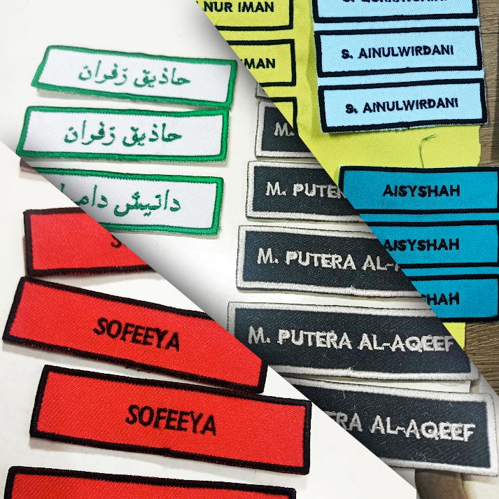 Tag Nama Sulam Embroidery Name Tag Name Tag Sekolah Shopee Malaysia