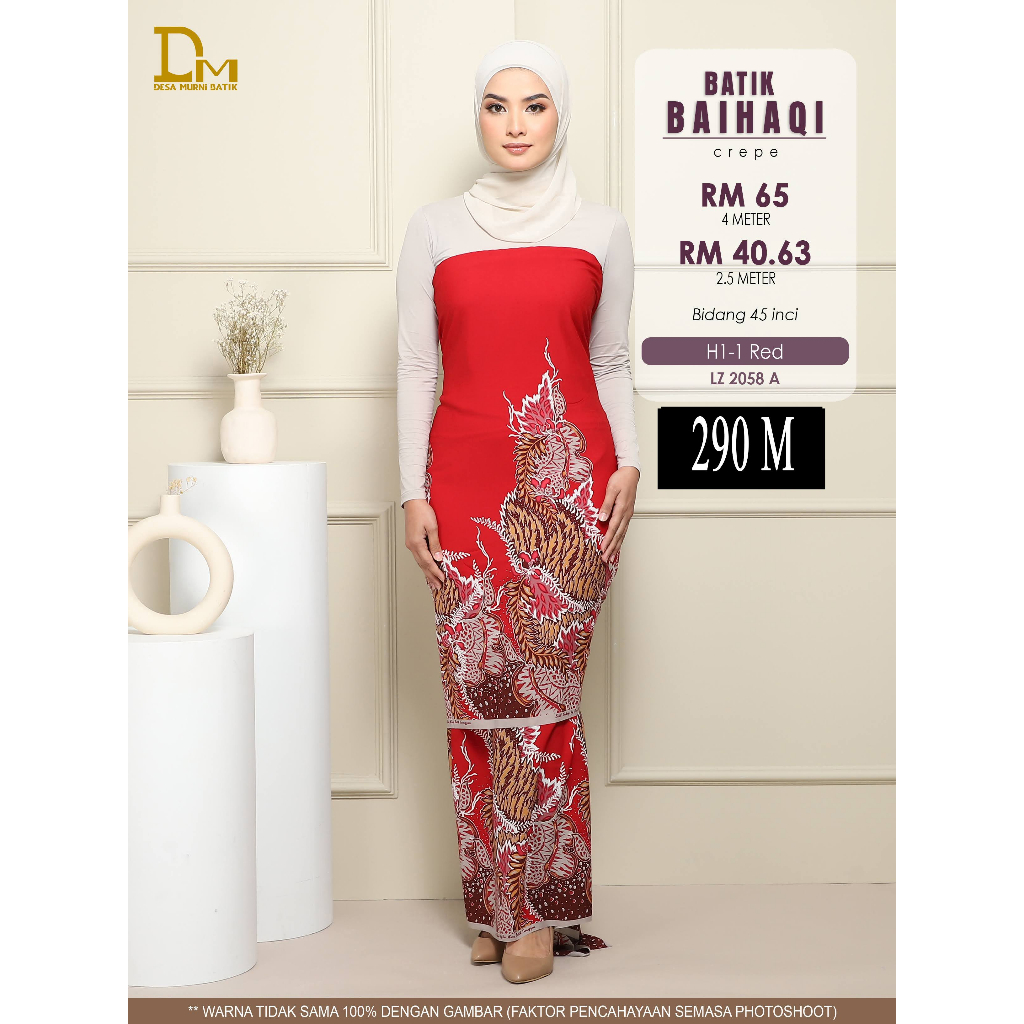 Kain Pasang Batik Baihaqi Material Crepe Readystok Bye Desa Murni From