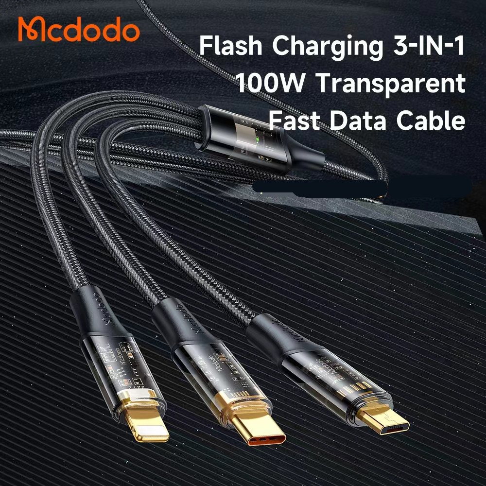 MCDODO CA 3330 3 In 1 65W Transparent Super Fast Quick Charging Cable