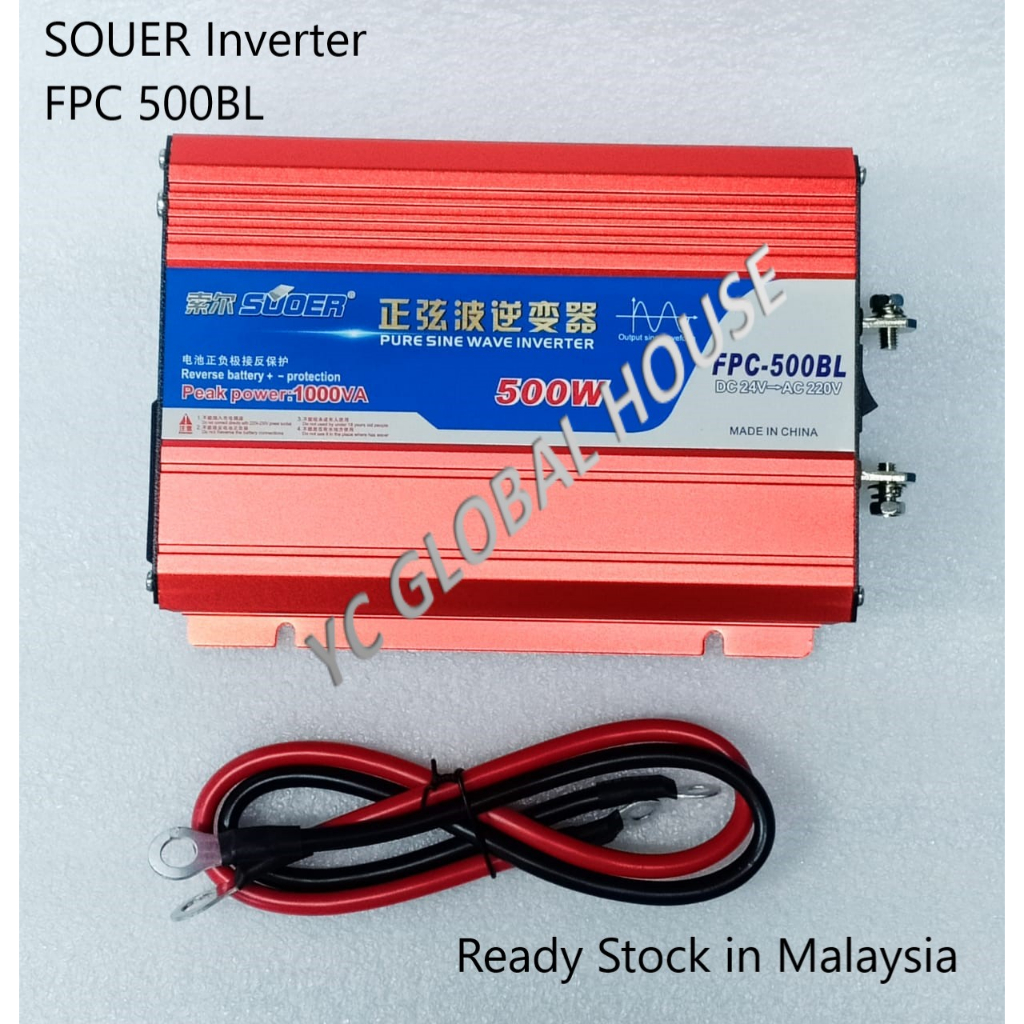 Suoer FPC 500W Pure Sine Wave Inverter 24V Input 220V Output Ready