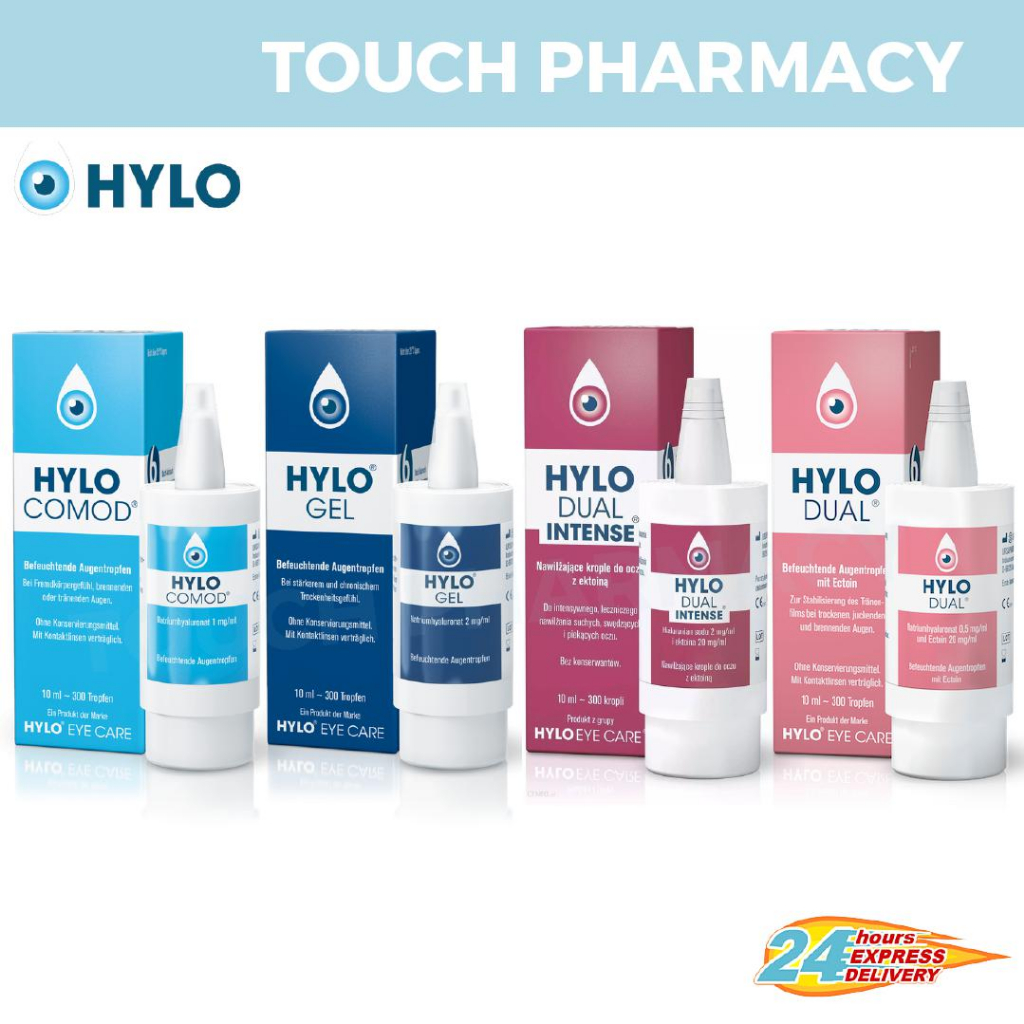 HYLO COMOD HYLO GEL HYLO DUAL INTENSE DUAL LUBRICATING EYE DROPS