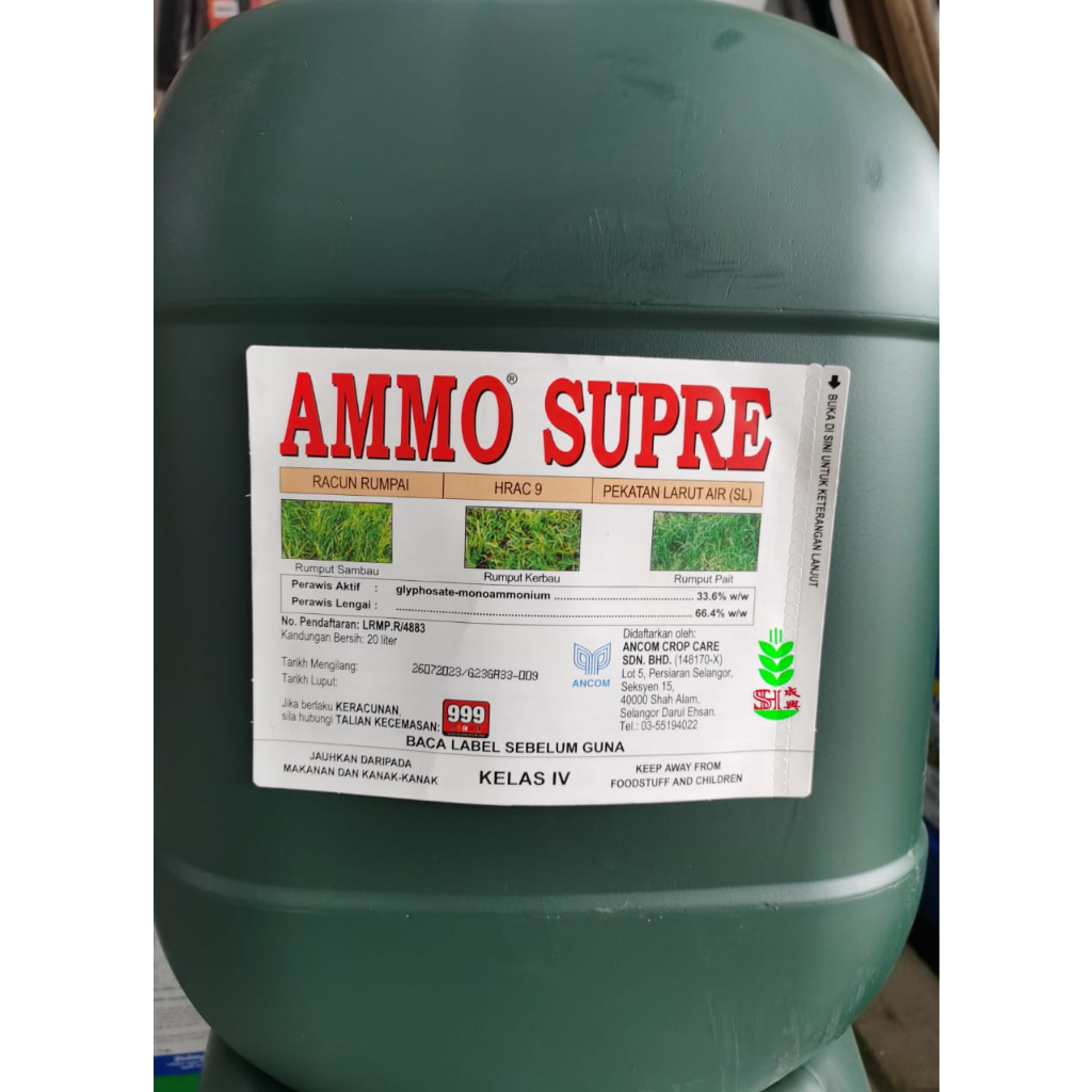 Ancom Ammo Supre 20L Racun Rumpai Herbicide Glyphosate Monoammonium