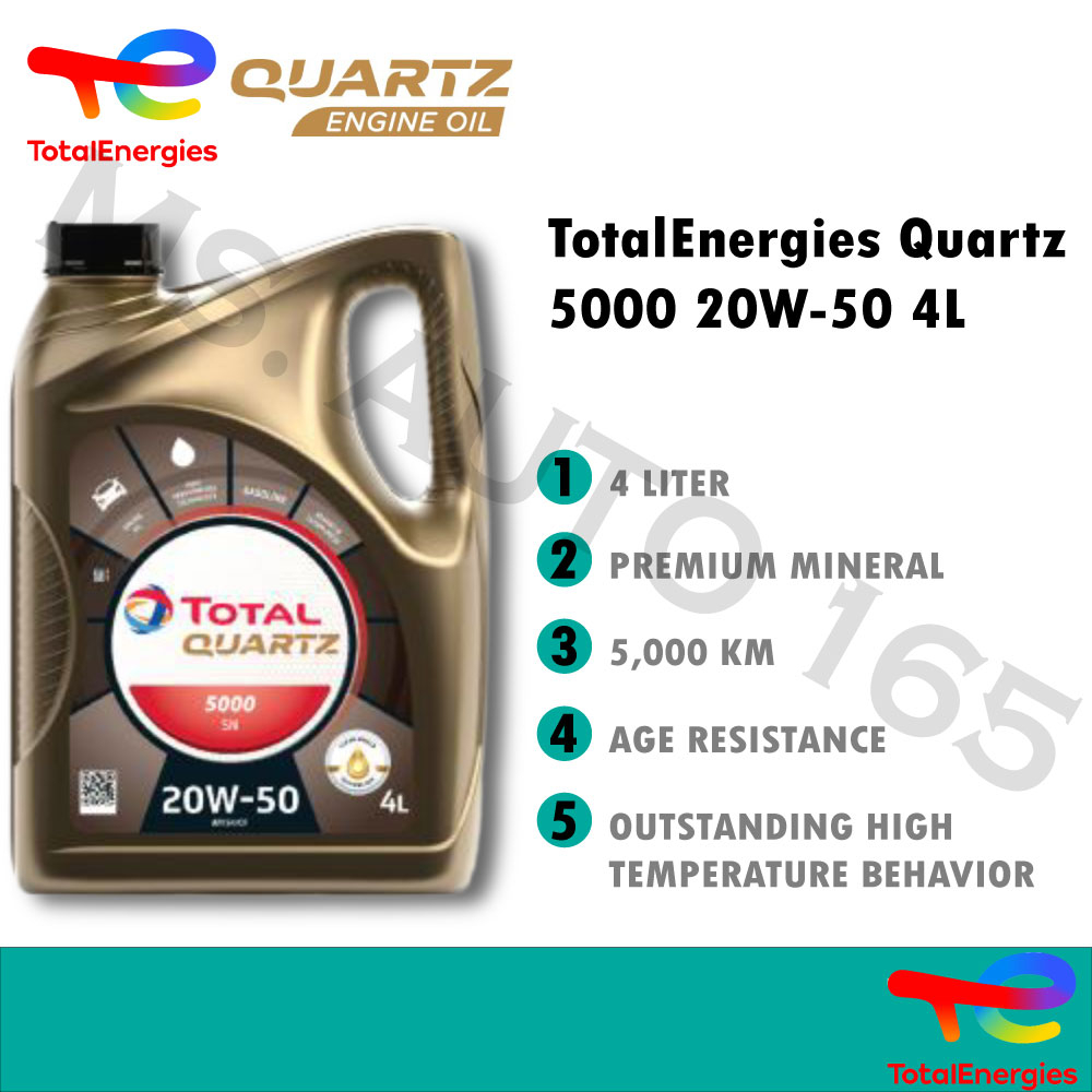 TOTAL 20W50 4L Premium Mineral SN Engine Oil Car Lubricant Minyak Hitam