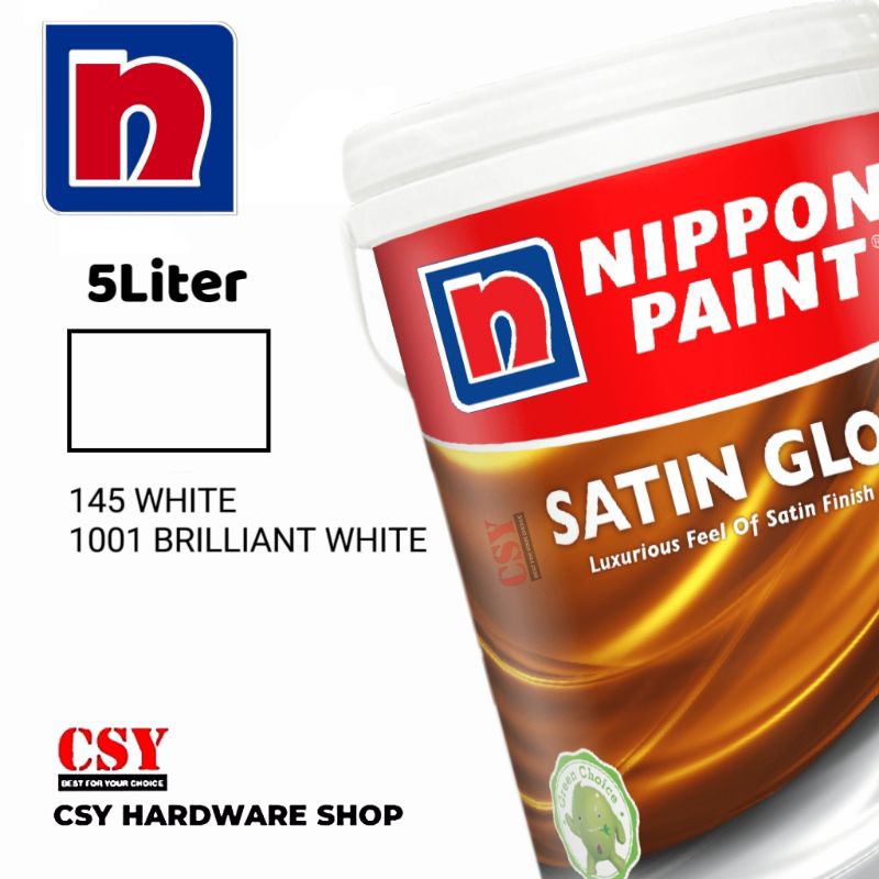 NIPPON PAINT Satin Glo 5 Liter Acrylic Based Interior Wall Paint Mid