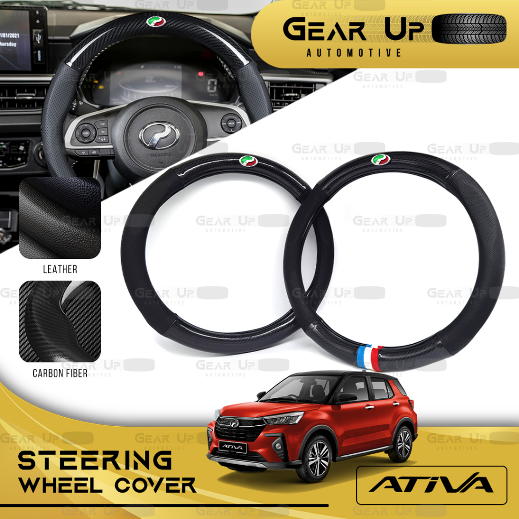 Steering Cover Perodua Ativa Baru Carbon Fibre Leather