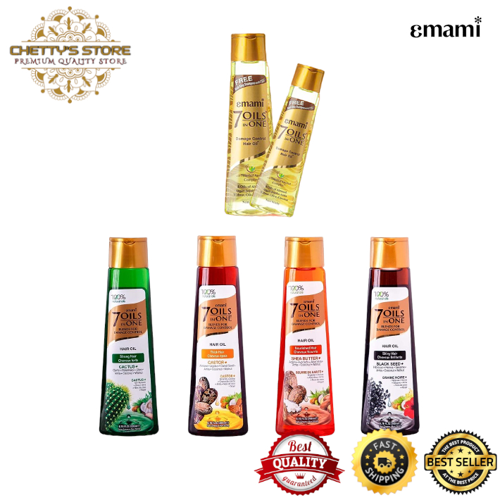 Emami 7 Oils In One Hair Oil CASTOR BLACK SEED ALOE VERA 100ml