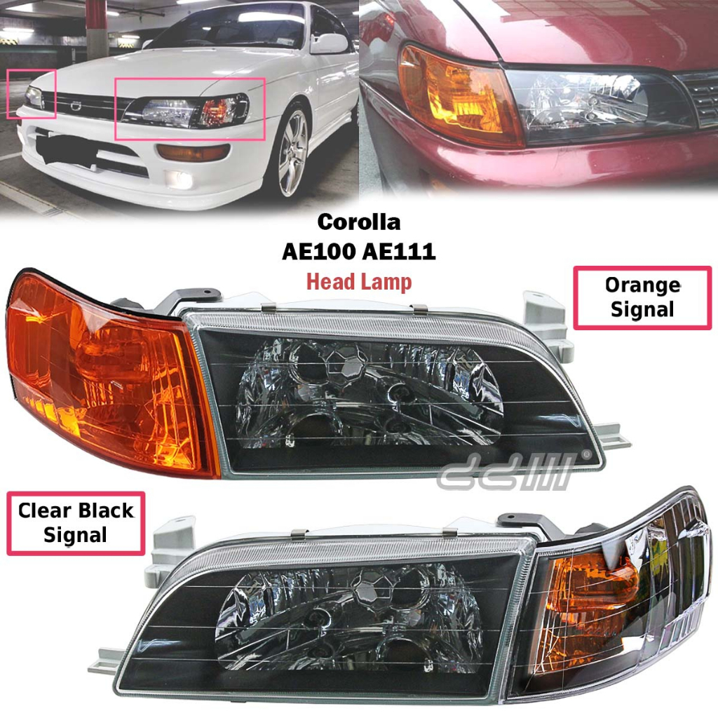 Crystal Black Head Lights Corner Lamp Toyota Corolla AE100 AE101 E100