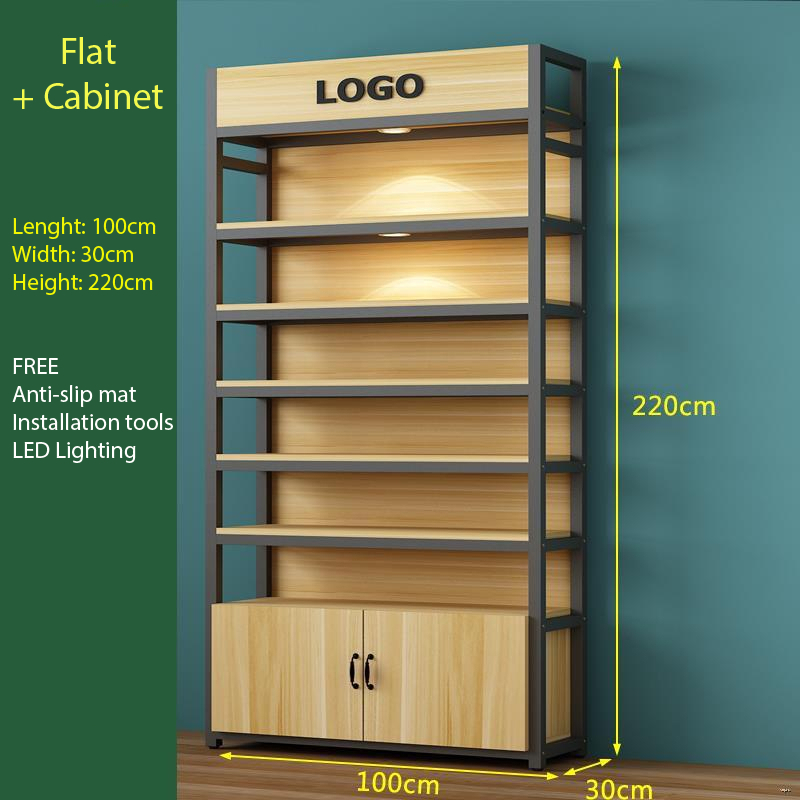 Display Rack Rak Paparan Full Set Ori With Storage Cabinet Free Led