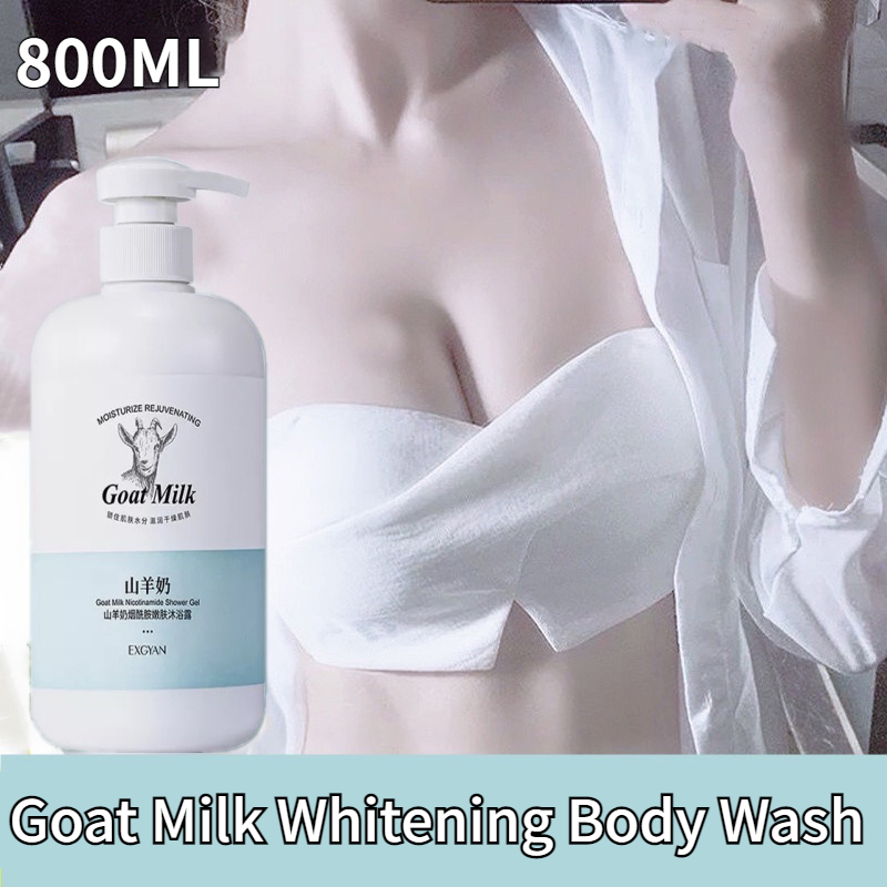 800ML Goat Milk Shower Gel Niacinamide Whitening Body Wash Permanent