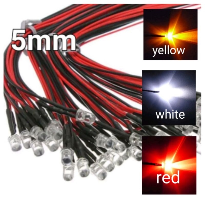 Mm V Colour White Red Yellow Led Pre Wired General Purpose