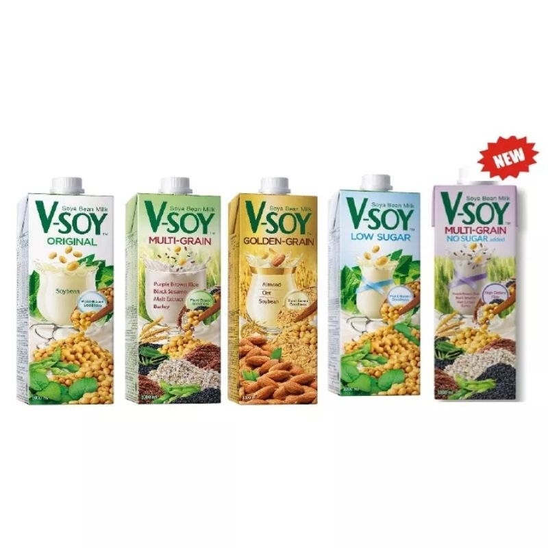 Packs V Soy Litre Soya Bean Milk Original Multigrain Low Sugar