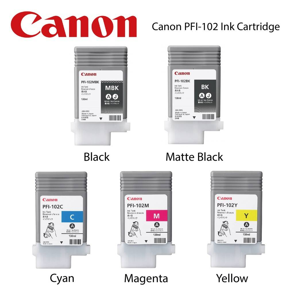 CANON Original LFP Ink Tank PFI 102 MBK BK C M Y 130ml Consumables