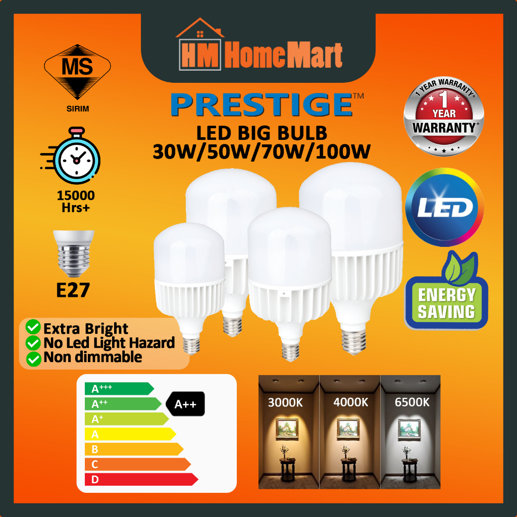 Prestige Led Big Bulb W W W W K K K Sirim