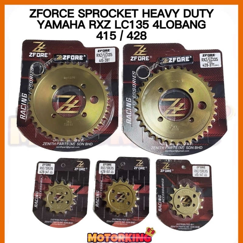 SPROCKET ZFORCE YAMAHA 4 LOBANG RXZ LC135 415 428 HEAVY DUTY TAHAN