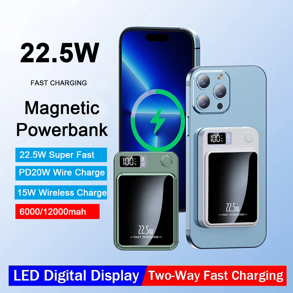 Yisen Digital Display Powerbank Mah W Magnetic Wireless