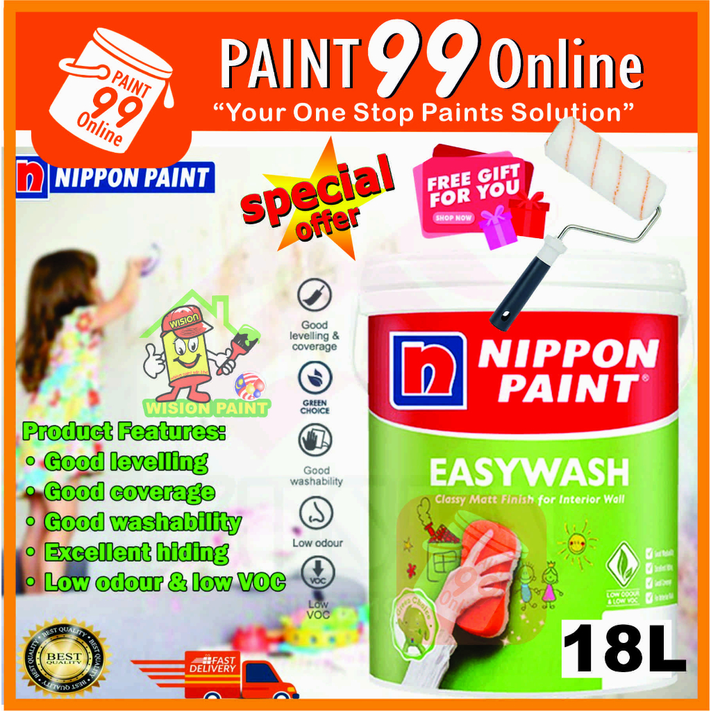 18L NIPPON PAINT EasyWash Easy Wash Vinilex Water Based Matt Interior