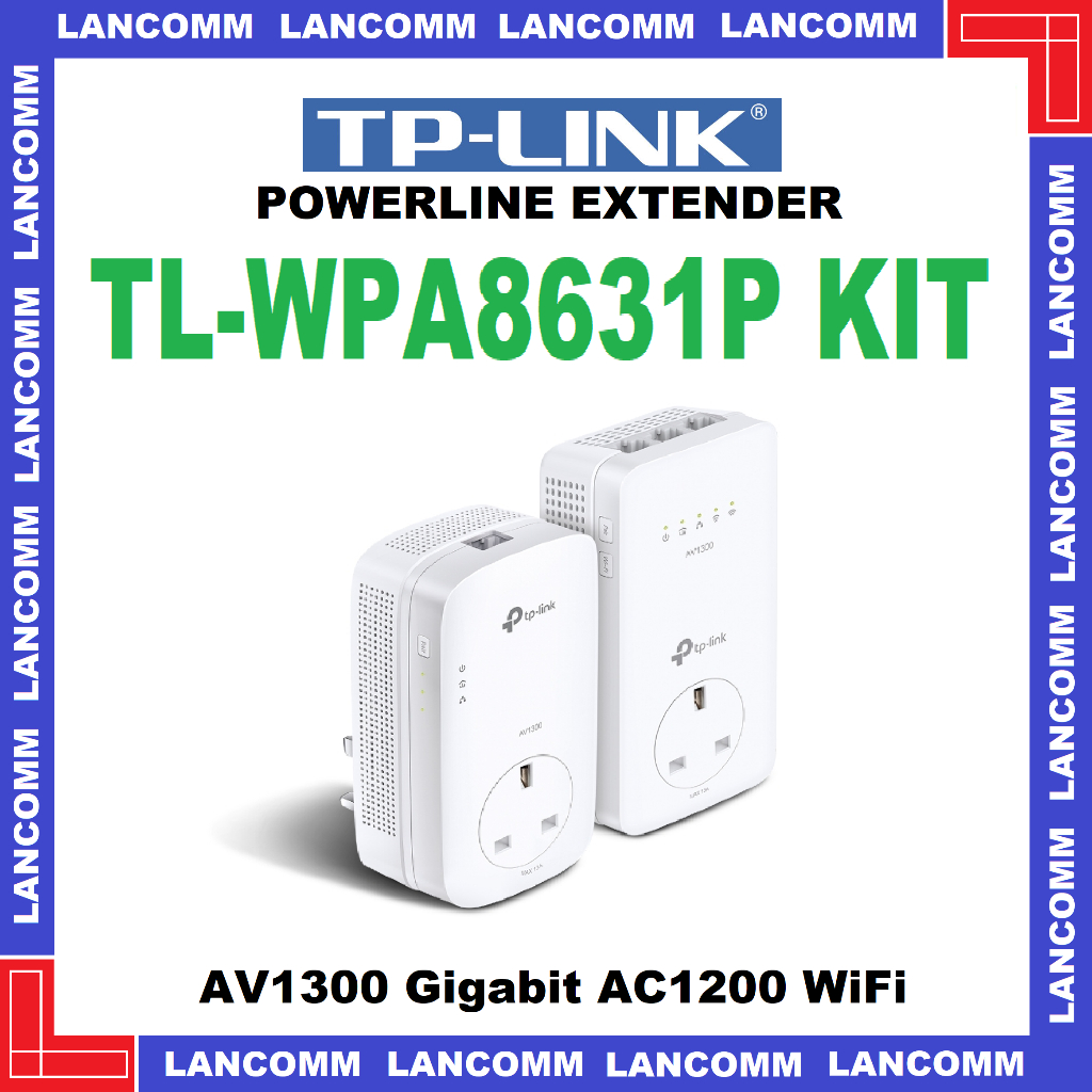 TP LINK TL WPA8631P KIT AV1300 Gigabit Passthrough Powerline Ac Wi Fi