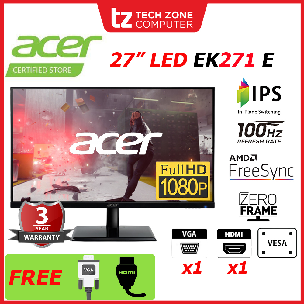 Acer EK271 Ebi 27 IPS FHD 100Hz LED Slim Monitor 1ms Freesync HDMI