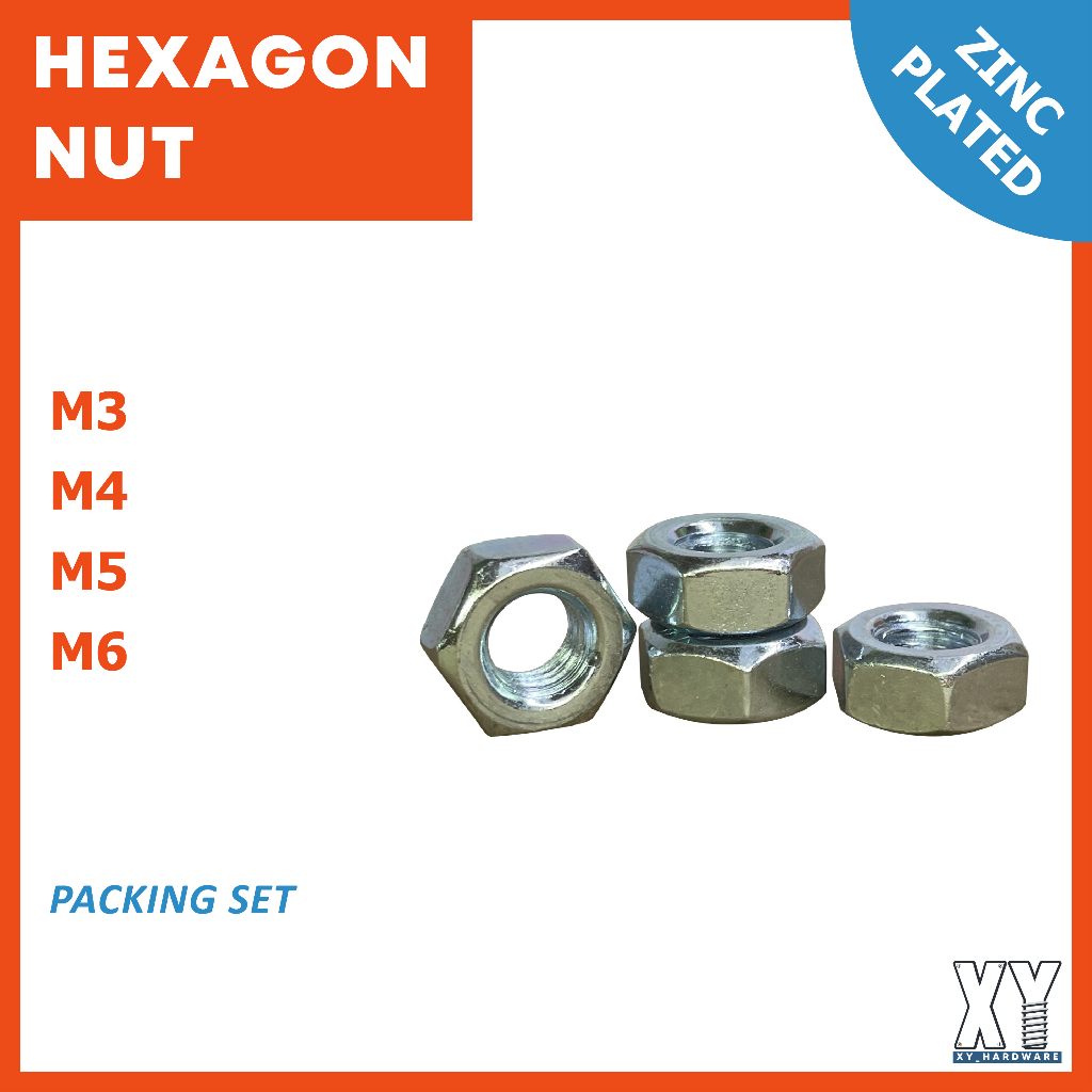 Screw Nut Skru Nat Hex Nut Hexagon Nut Zinc Plated M M M M Nut