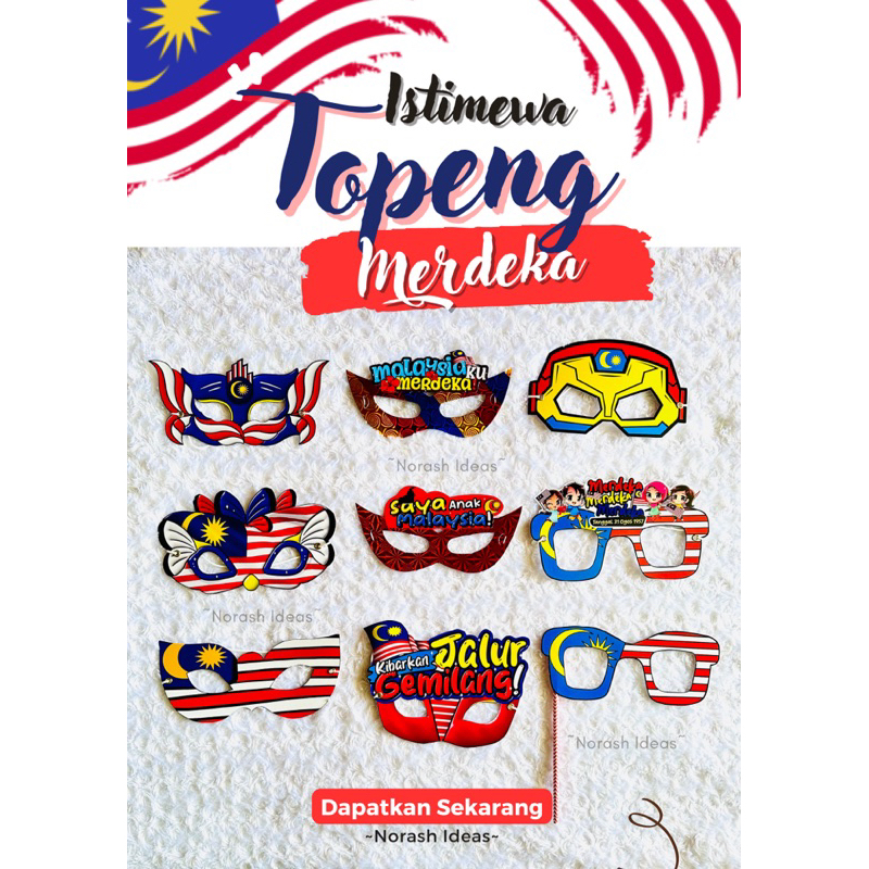 Topeng Merdeka Hari Malaysia Mask Merdeka Tanjak Merdeka Kipas Tangan