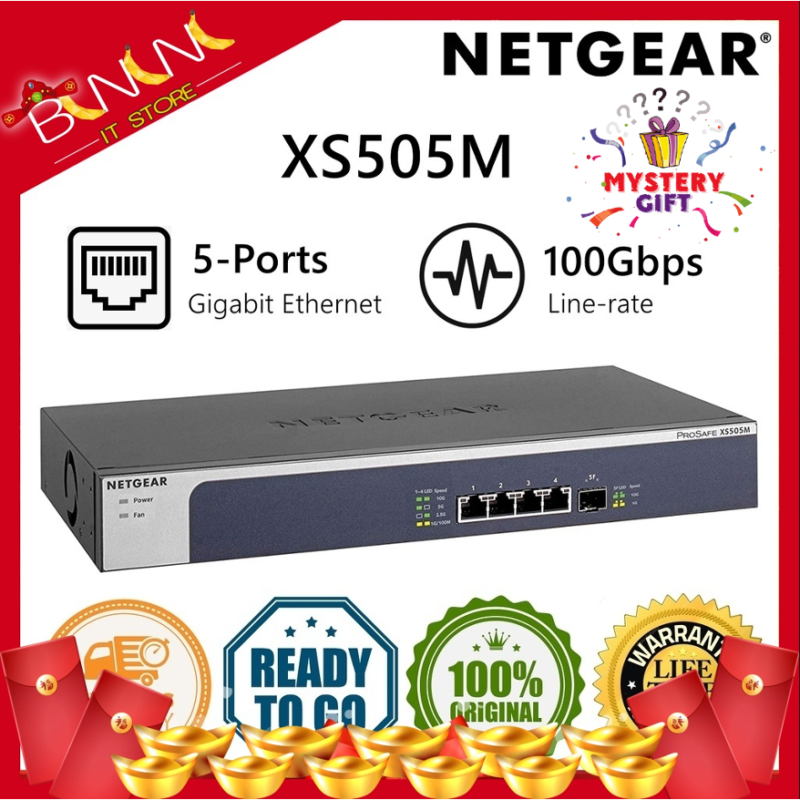 NETGEAR 5 Port 10G Multi Gigabit Ethernet Unmanaged Switch XS505M