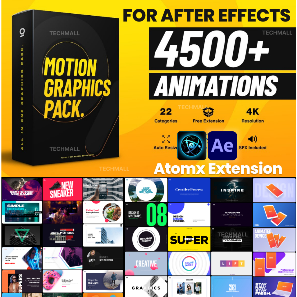 4500 Animation Motion Graphic Pack For After Effects Atomx Extension