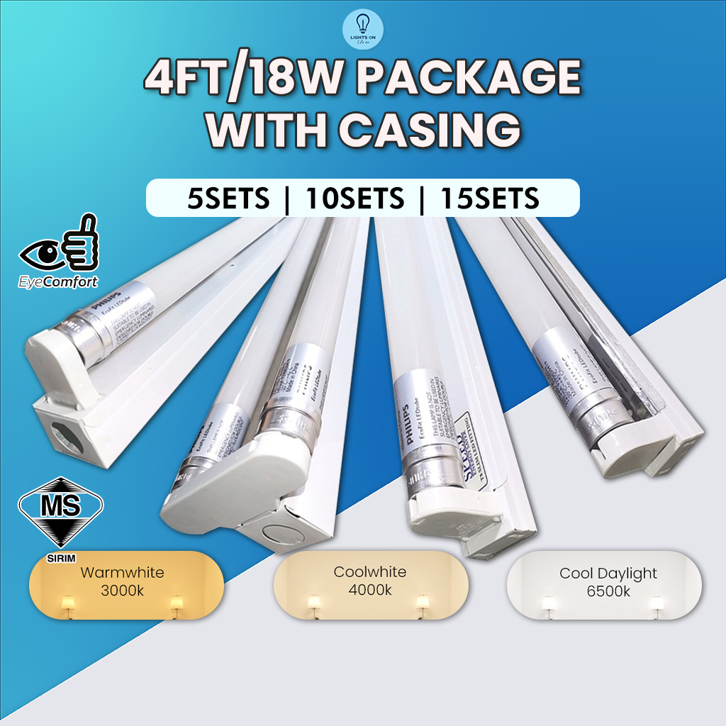 Philips Ft W Ecofit T Glass Led Tube Package Lampu Panjang Lampu