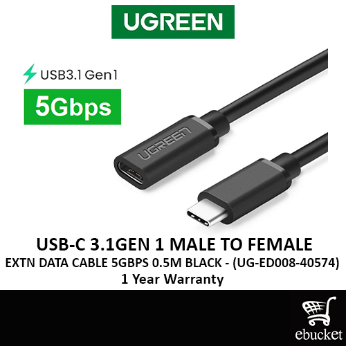 UGREEN USB C 3 1 GEN 1 MALE TO FEMALE EXTENSION CABLE 5 GBPS DATA CABLE