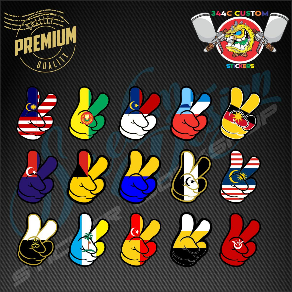 Sticker Kereta Helmet Motor Bendera Negeri Peace Yo Shopee Malaysia