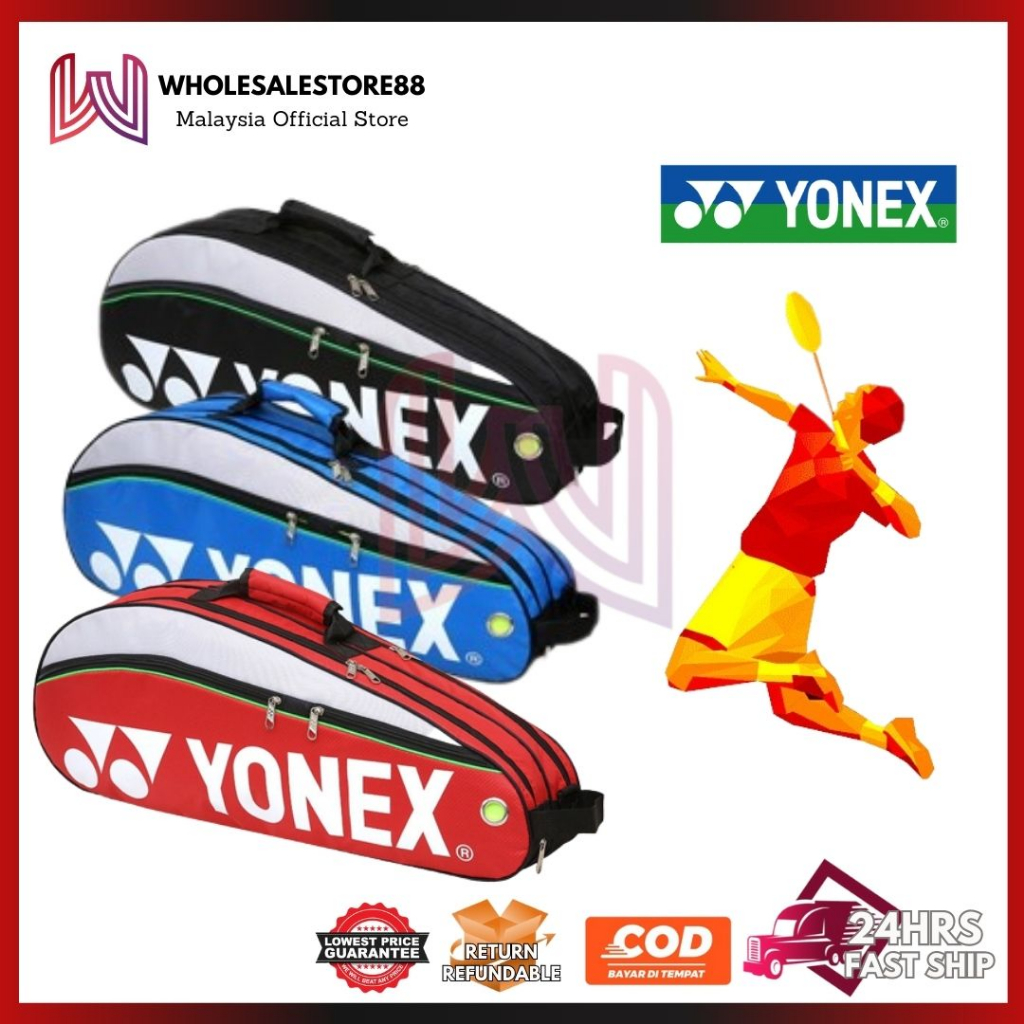 Yonex Badminton Bag Waterproof Double Compartment Strap Sebelah Bahu