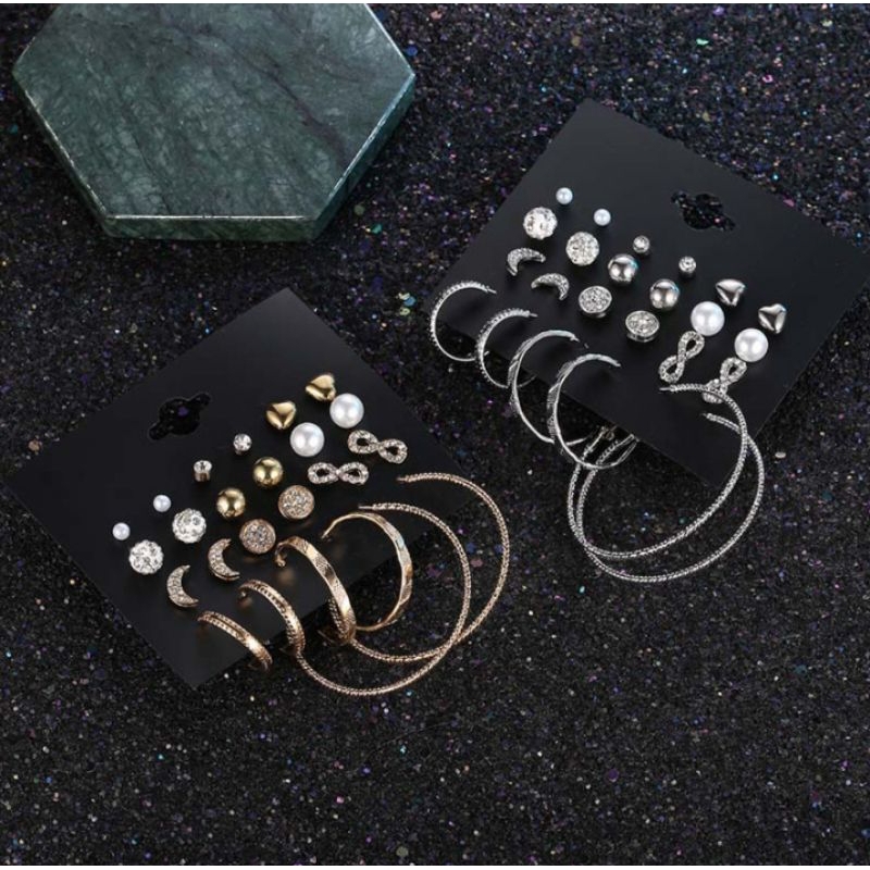 Korean Style Trendy Non Heavy Combination Set Korean Ins Style Earrings