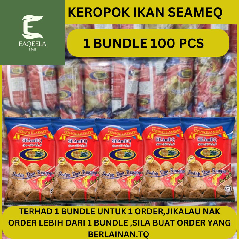 100 PCS BORONG KEROPOK IKAN SEGERA SEAMEQ DENGAN SOS CILI HARGA