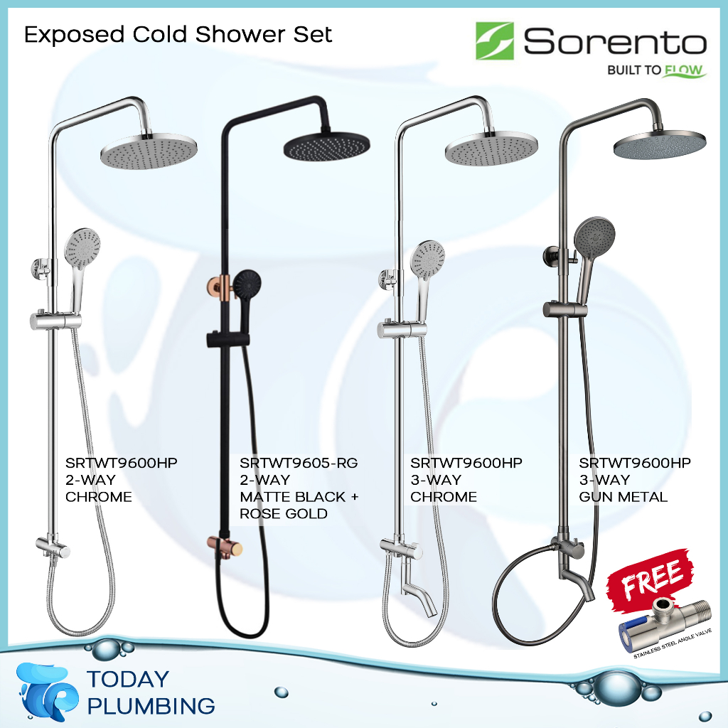 Sorento Exposed Cold Shower Set C W Hand Shower Rain Shower Head