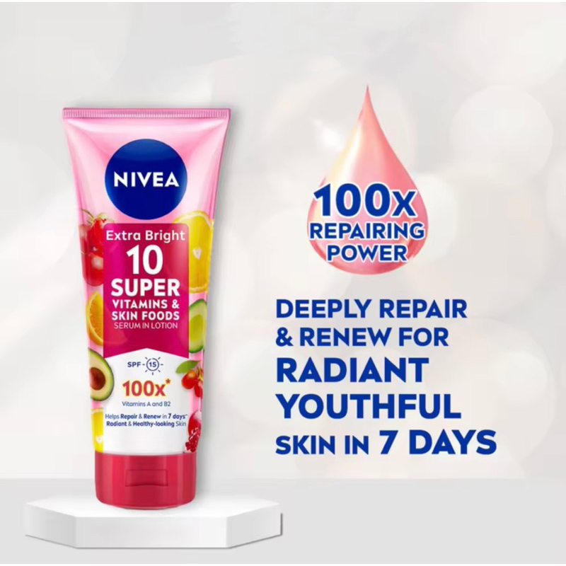 Nivea Body Extra Bright Super Vitamins Skin Foods Serum In Lotion