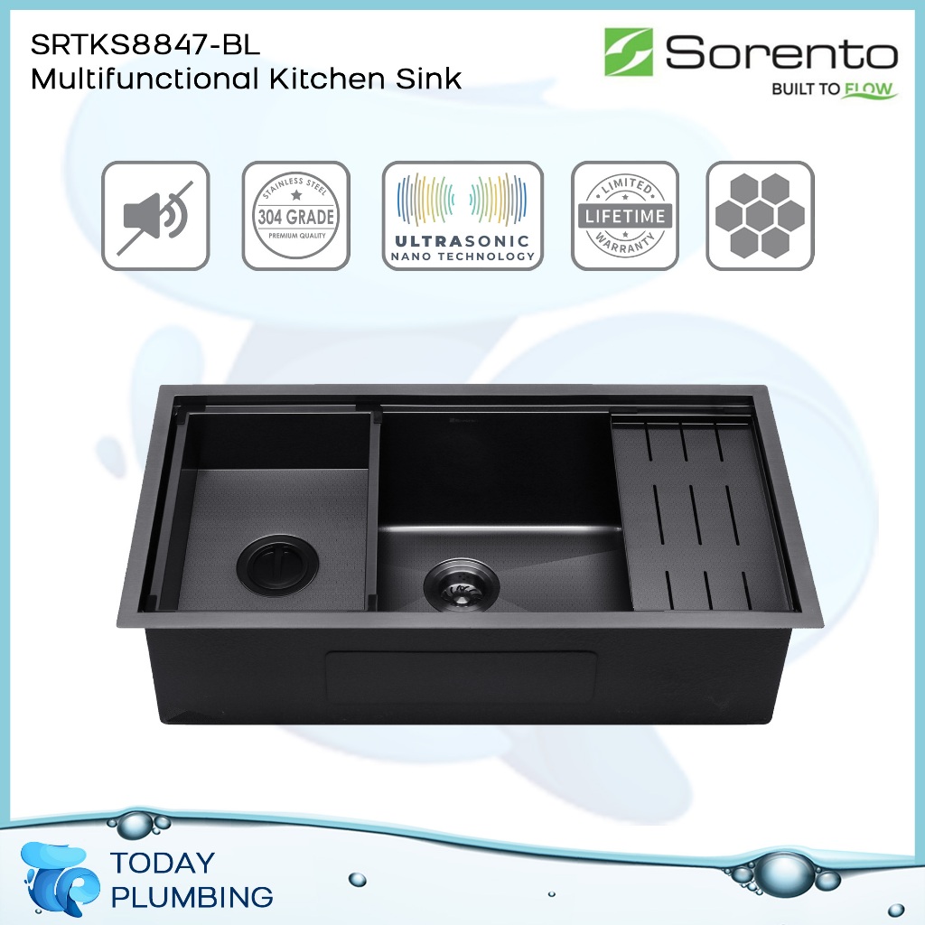 Sorento Srtks Multifunctional Kitchen Sink Black Honeycomb Single