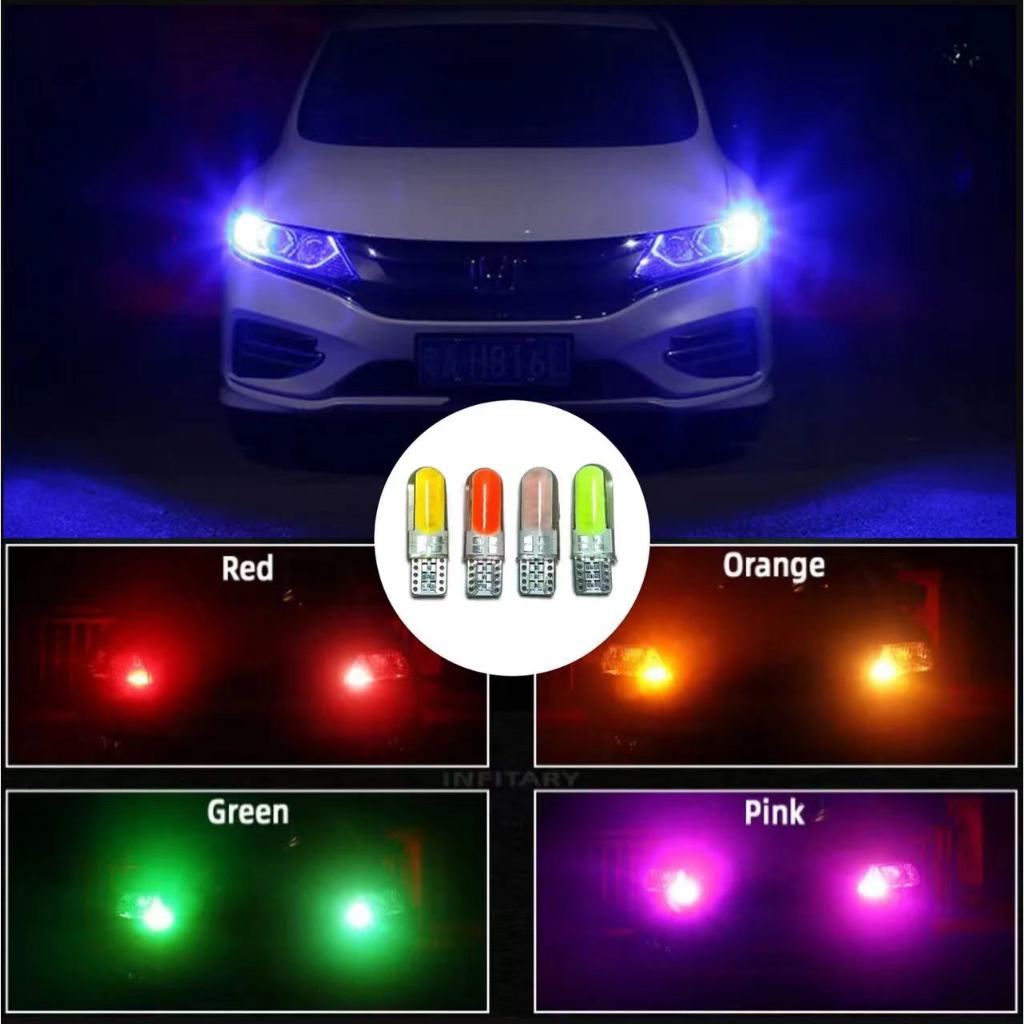 Colorful LED T10 Light Bulb Lampu Signal Headlight Brake Car Motorcycle