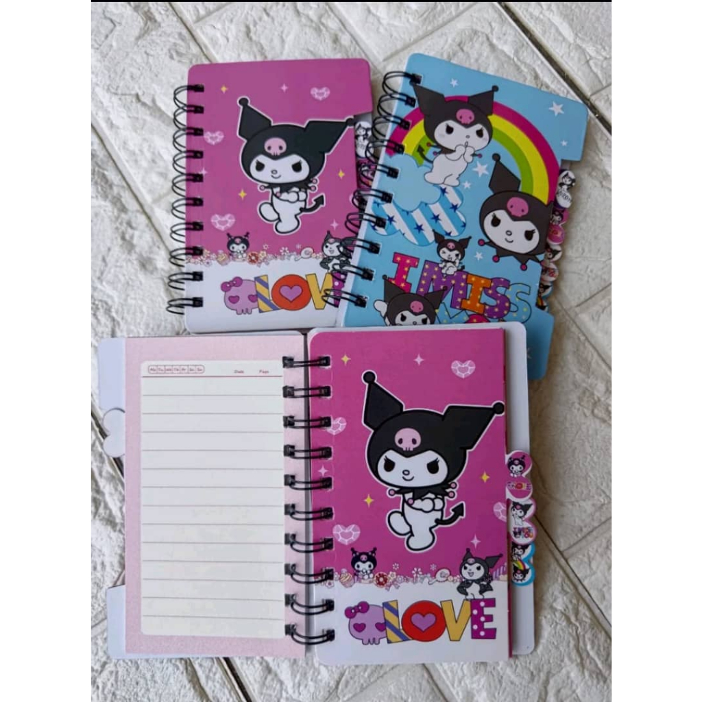 A6 Fancy Kuromi Index Ring Spiral Single Line Note Book Pad A6 Mewah