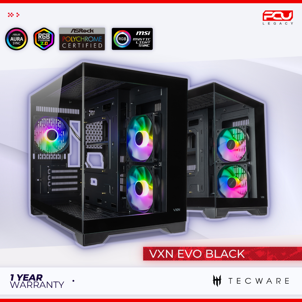 Tecware Vxn Evo Tg Argb Compact Chamber Matx Casing Black White