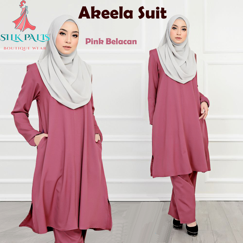 New Akeela Baju Seluar Suit Muslimah Set Pakaian Umrah Haji S Xl Putih