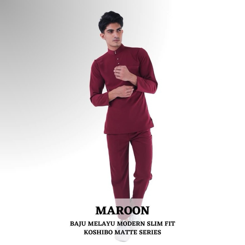 Restockpazze Baju Melayu Modern Slim Fit Baby Blue Navy Blue Maroon