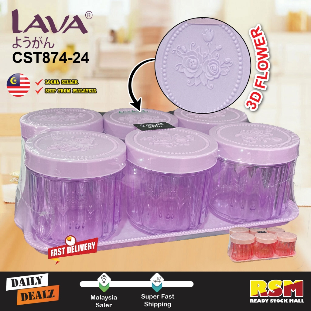 LAVA CST874 24 Canister Set With Tray 6 PCS 800ML Food Storage