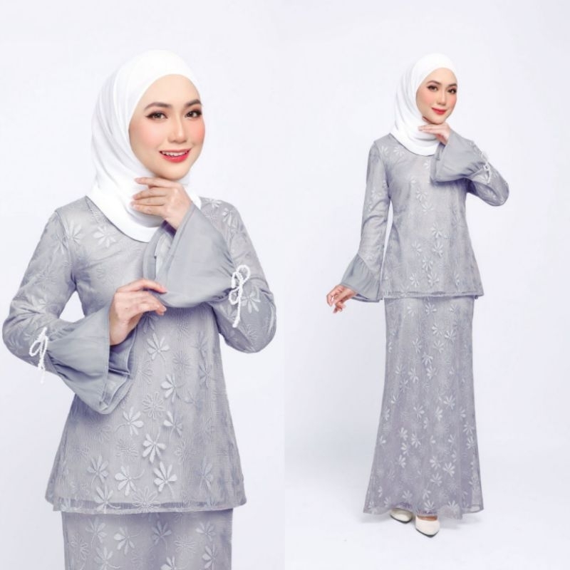 Baju Raya Kurung Mini Moden Lace Black Navyblue Lavender Babyblue