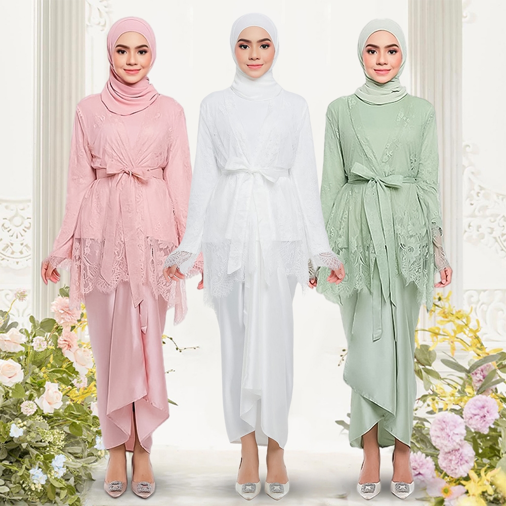 Baju Kurung Moden Kebaya Lace Ironless Modern Sesuai Untuk Nikah