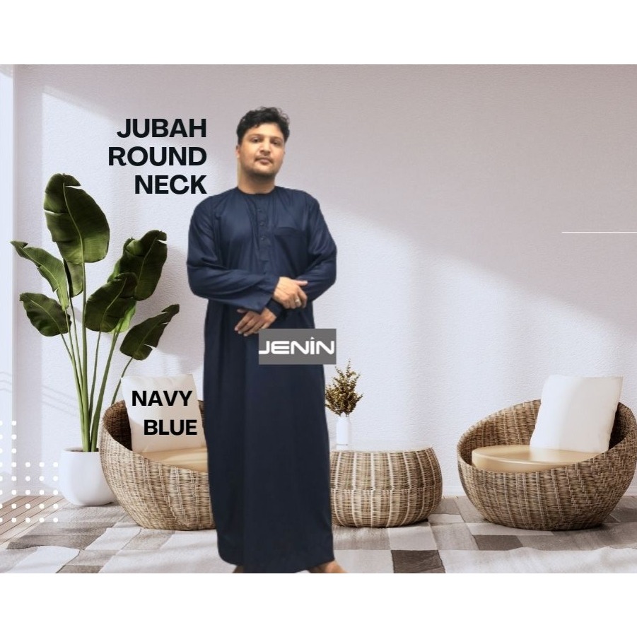 Jubah Round Neck Plus Size Comocrepe Lelaki Oman Jubah Man Muslimin