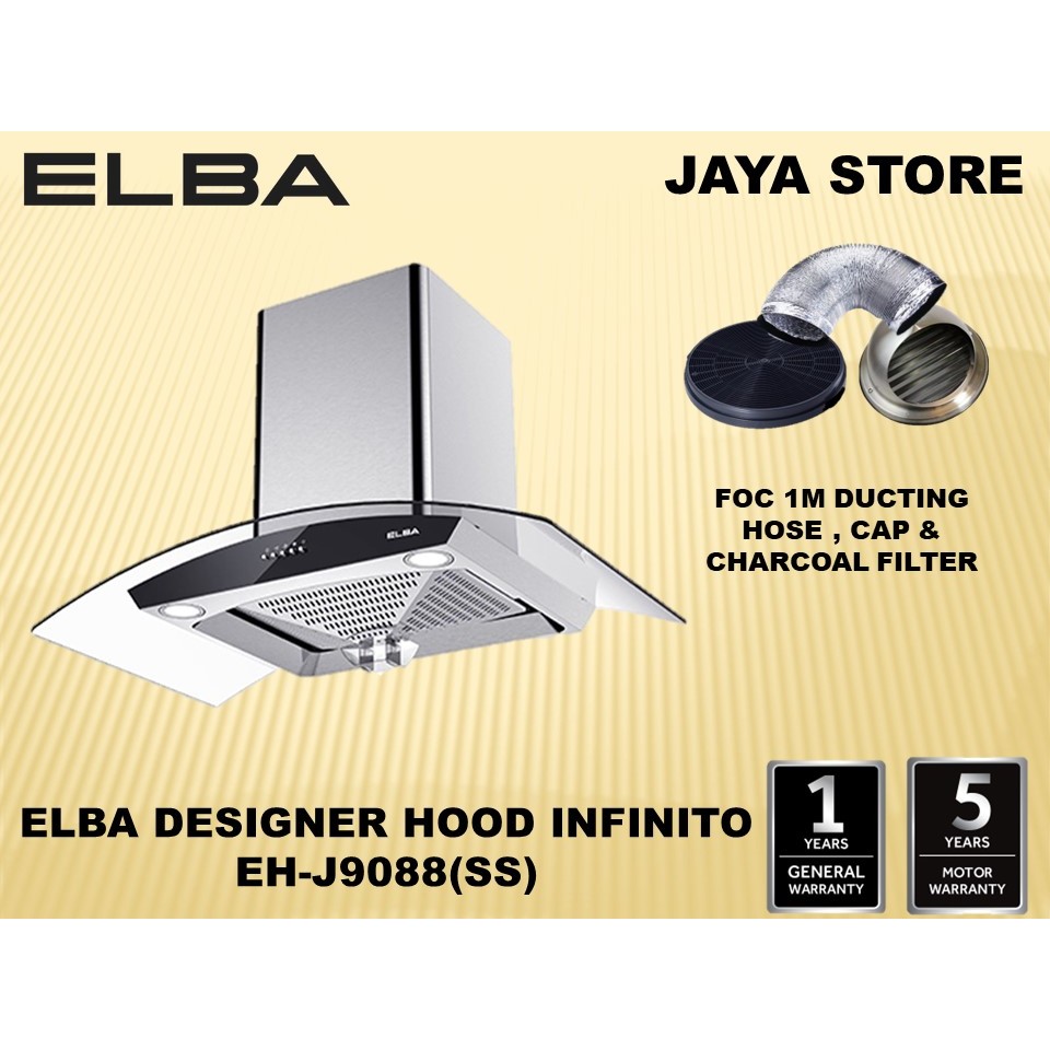 ELBA INFINITO DESIGNER COOKER HOOD EH J9088 SS 1400M3 Hr Powerful