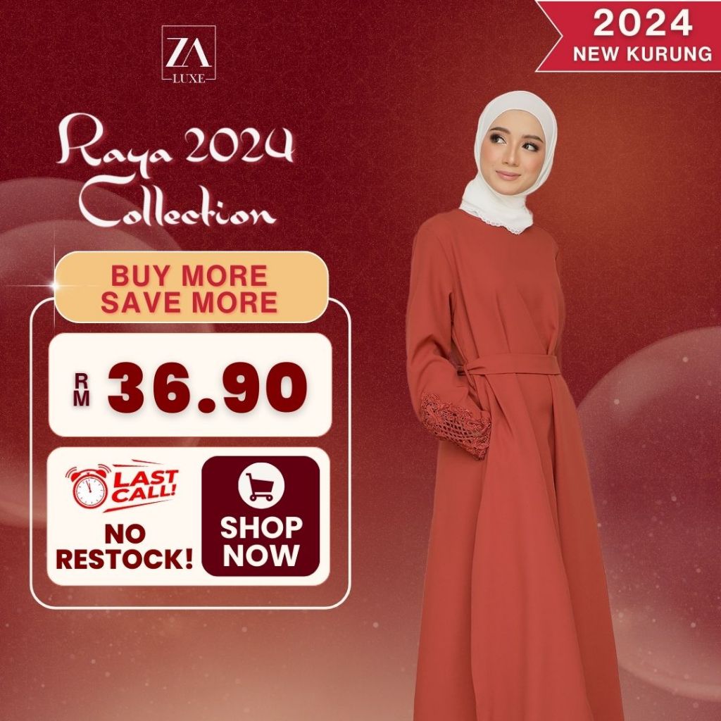 ZOE ARISSA JUBAH MUSLIMAH ABAYA KAFTAN Plain Jubah Labuh Ironless BRICK