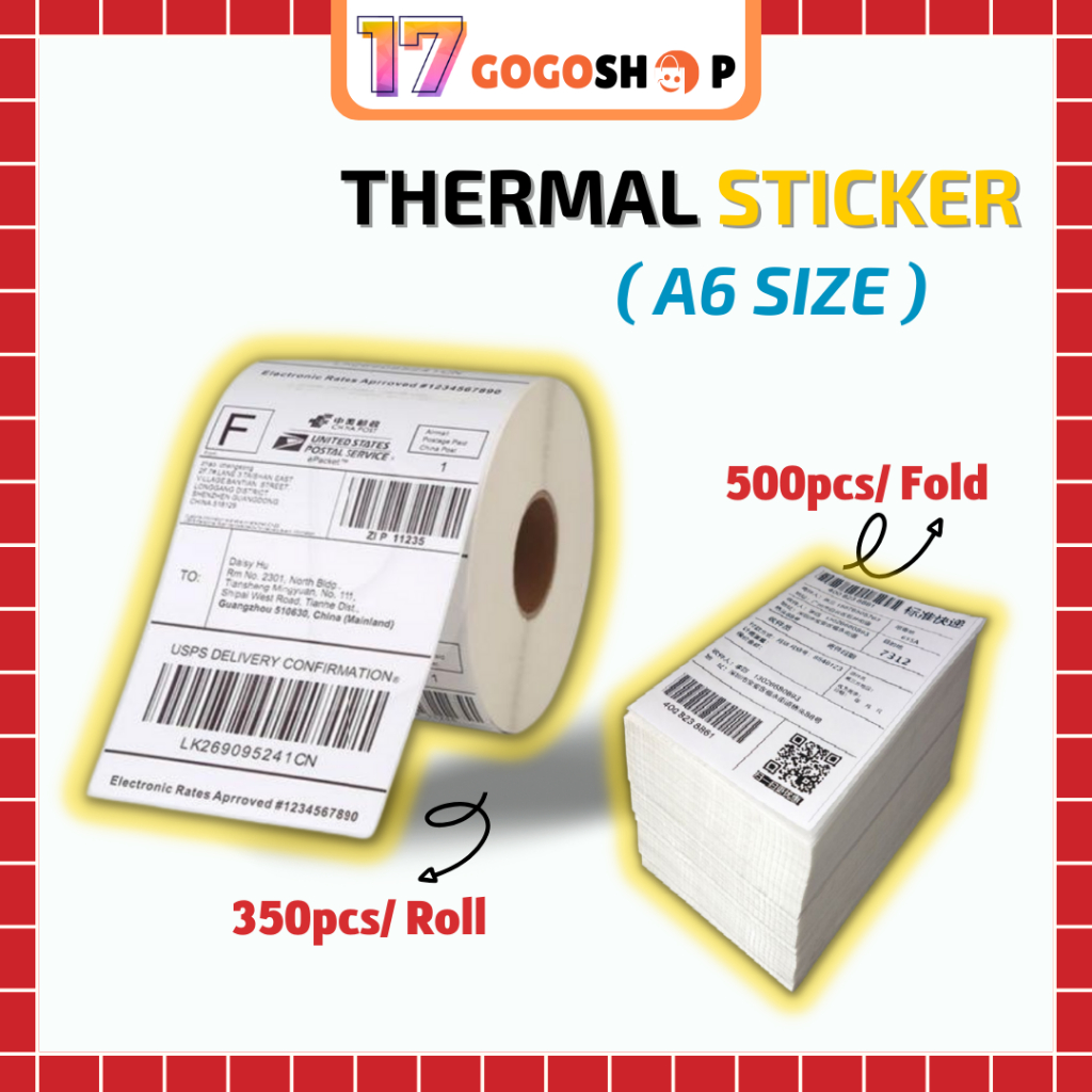 350pcs Roll 500pcs A6 Fold Thermal Label Sticker AWB Sticker