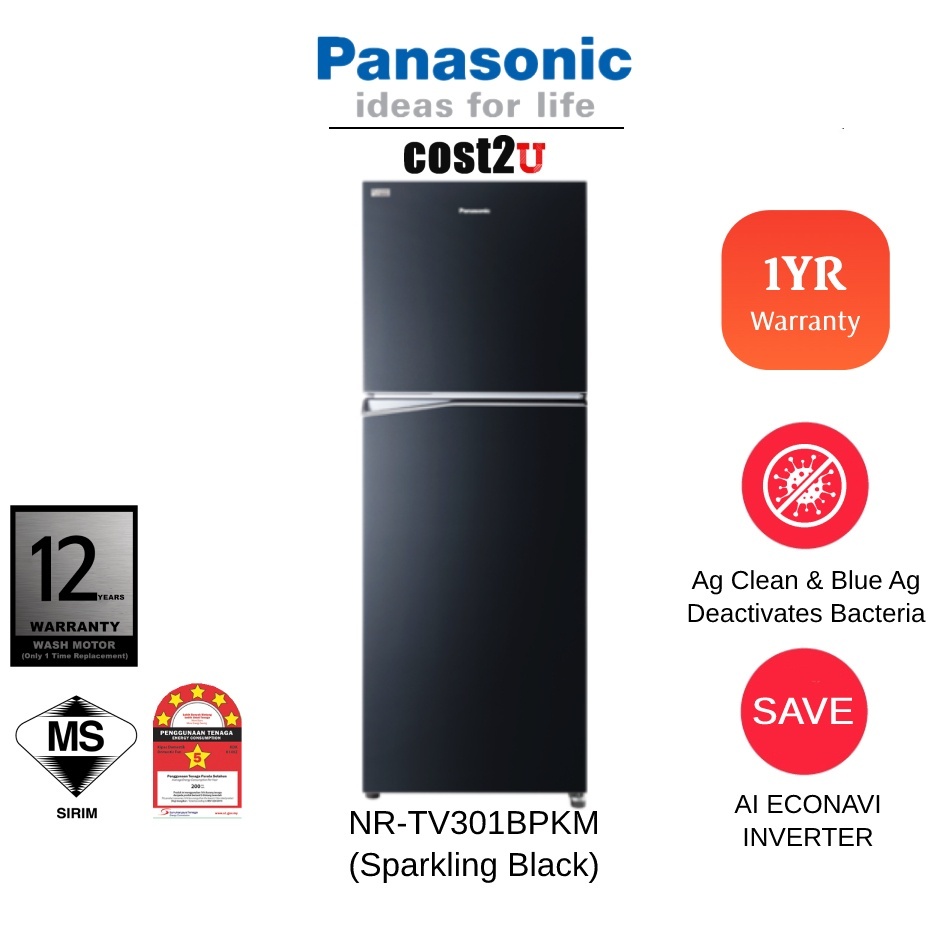 SAVE 4 0 Panasonic 288L 2 Door Refrigerator With ECONAVI Inverter