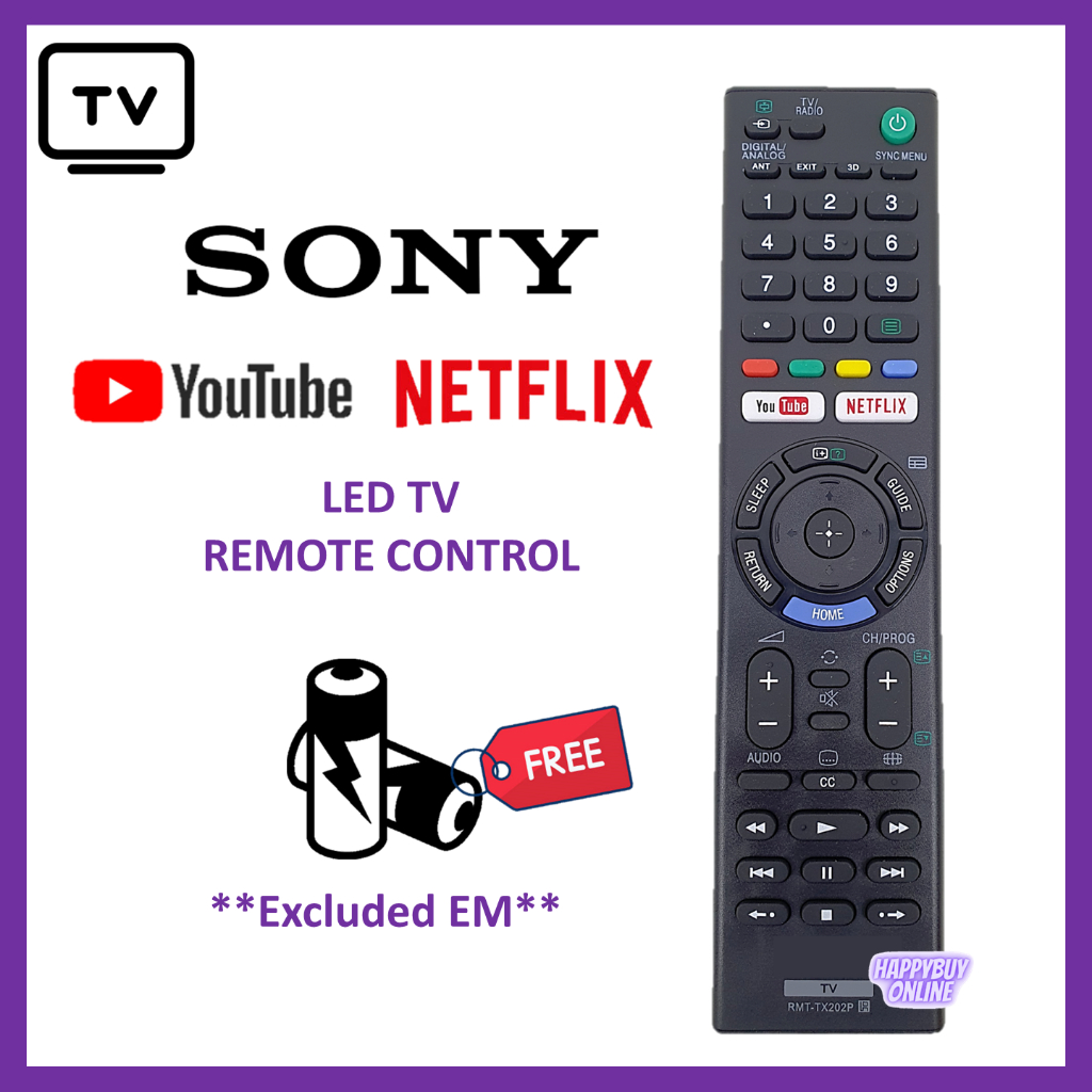 Sony Bravia TV Remote Control RMT TX202P YouTube Netflix Sony Bravia